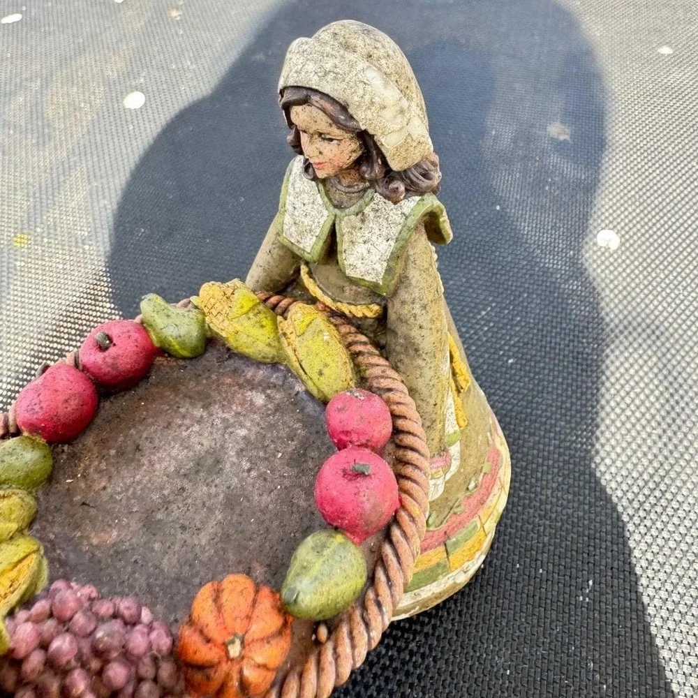 Vintage Style Thanksgiving Pilgrim Harvest Figurine Set‎ Religious Folk Art 7pc